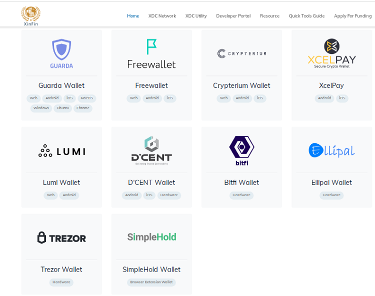 Ví lưu trữ token XDC coin