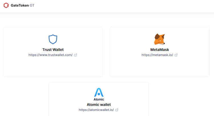 Ví/wallet lưu trữ token GT coin