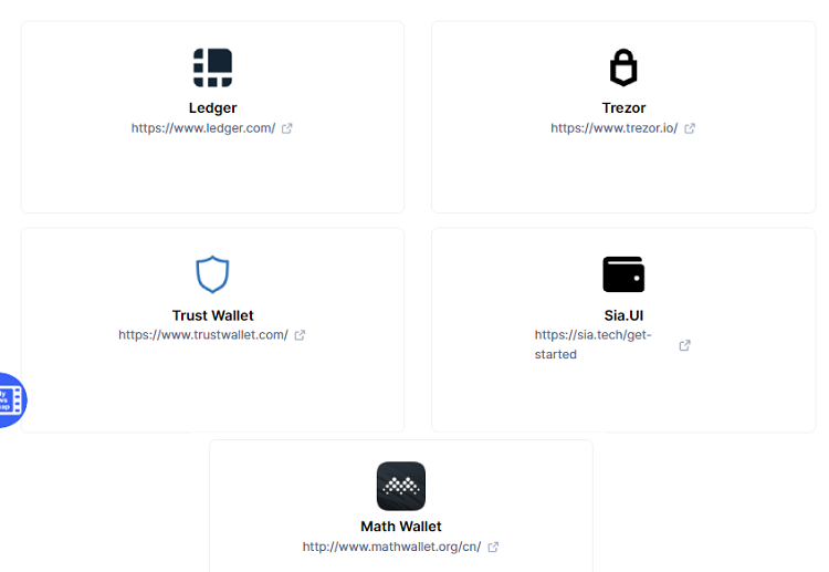 Ví/wallet lưu trữ token Siacoin SC token