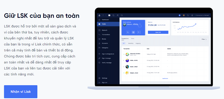 Ví/wallet lưu trữ token Lisk - LSK coin