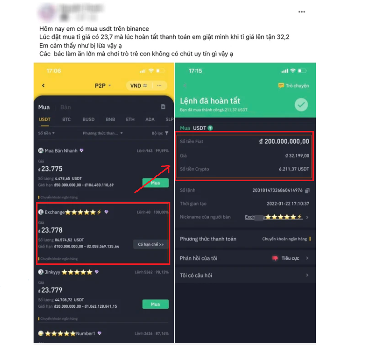 Những hình thức lừa đảo P2P trên Binance