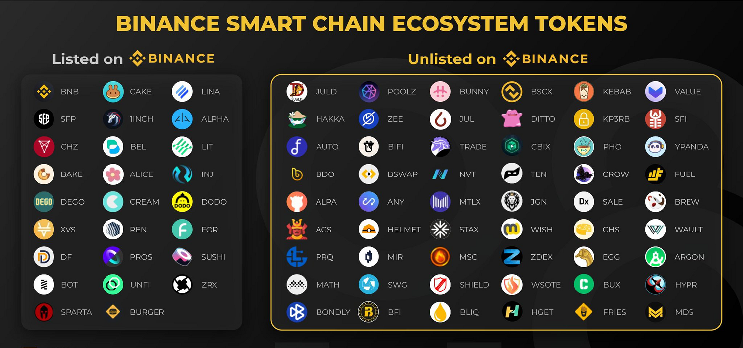 Những đồng coin thuộc hệ sinh thái Binance Smart Chain