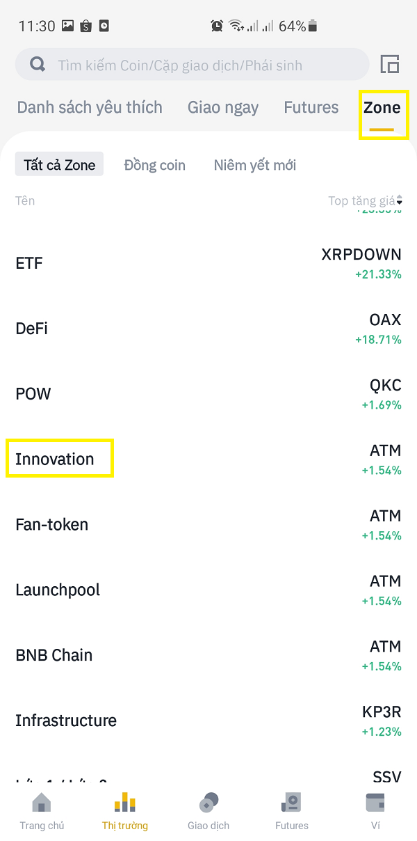 Innovation Zone là gì? Khu vực Innovation Zone Binance trên điện thoại