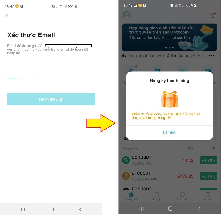 Hướng dẫn cách đăng ký tài khoản sàn Obtccoin chi tiết