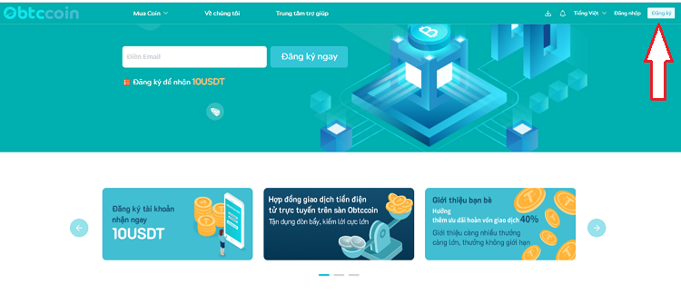 Hướng dẫn cách đăng ký tài khoản sàn Obtccoin chi tiết